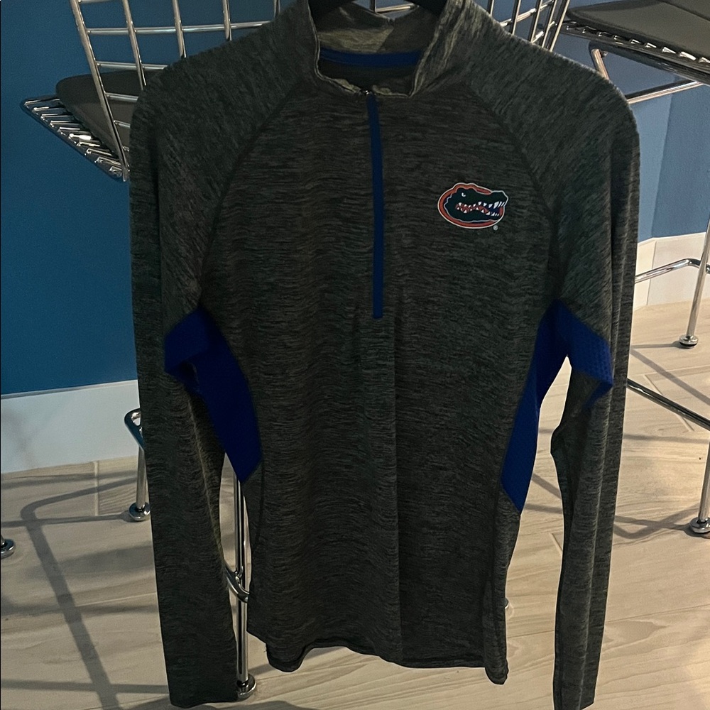 Florida Gators Colosseum Gray and Blue 1/4 Zip Long Sleeve Tee
